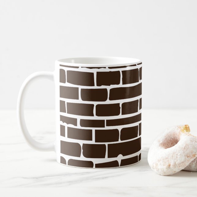 Caneca De Café Parede de Tijolo   (Com Donut)