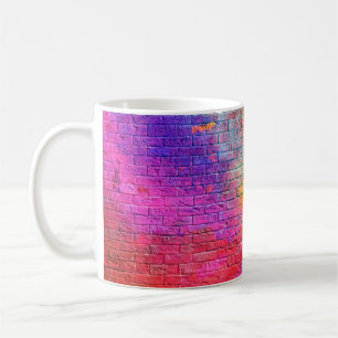 Caneca De Café Parede de tijolos colorida, cor, fundo