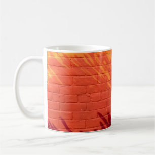 Caneca De Café Parede de tijolos pintada, vermelha e laranja
