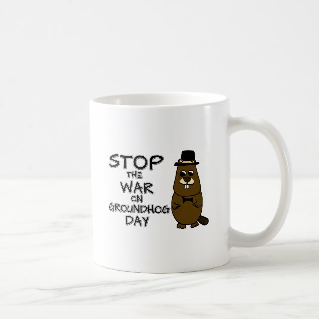 Caneca De Café Parem com a guerra no dia da marmota (Direita)