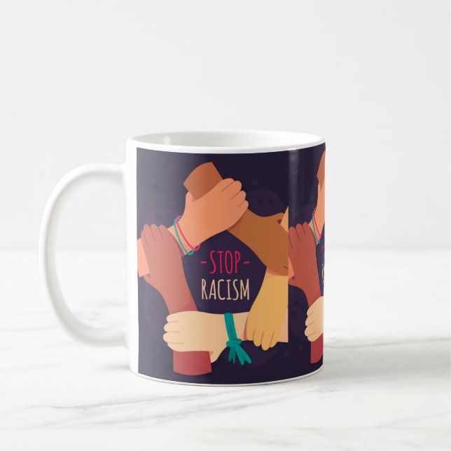 Caneca De Café Parem com o canhão de racismo (Esquerda)
