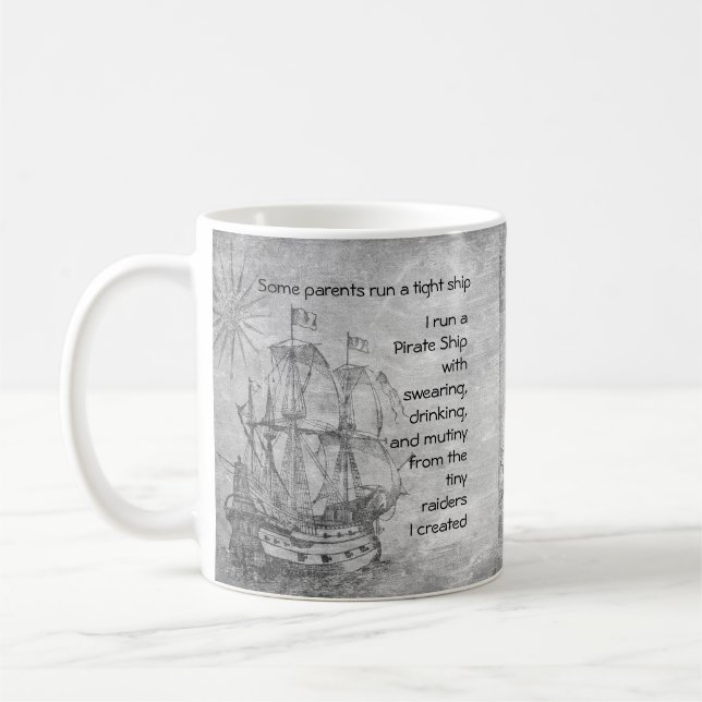 Caneca De Café Parentalidade Diversão Pirata Cotação Pirata Navio (Esquerda)
