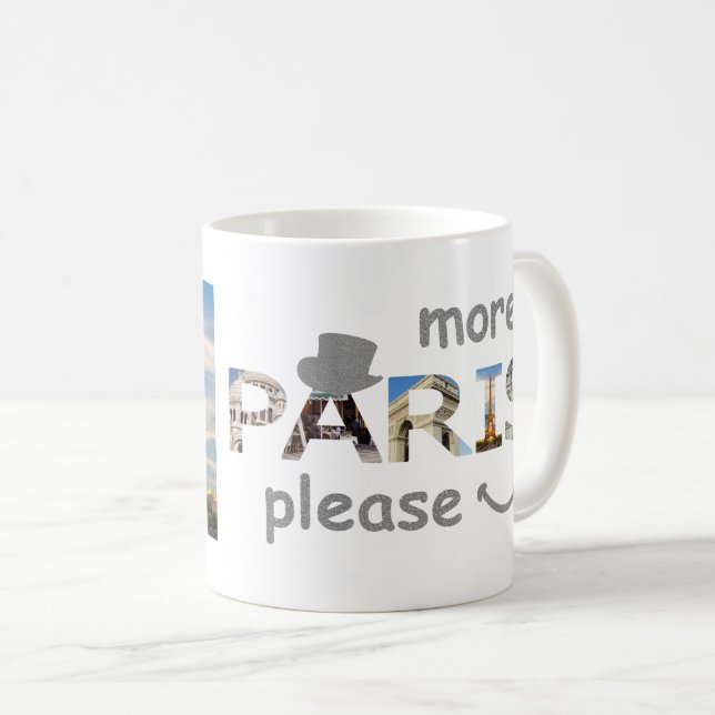 Caneca De Café Paris atrai mais Paris por favor prata a relva (Frente Esquerda)