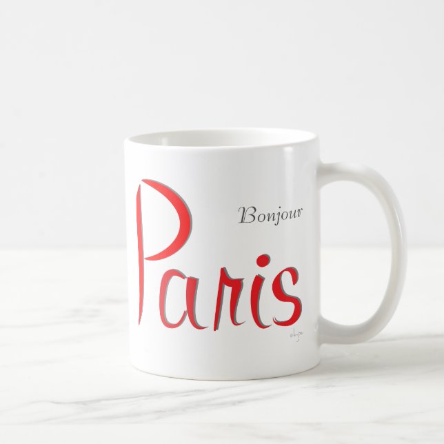 Caneca De Café PARIS Bonjour (Olá) (Direita)