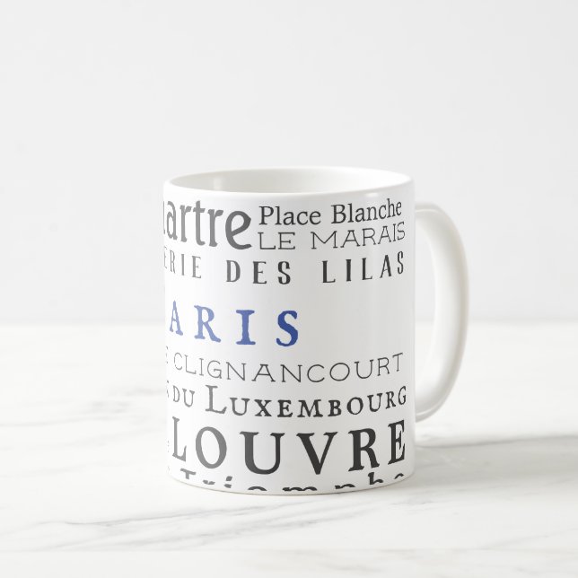Caneca De Café Paris e seus marcos (Frente Esquerda)