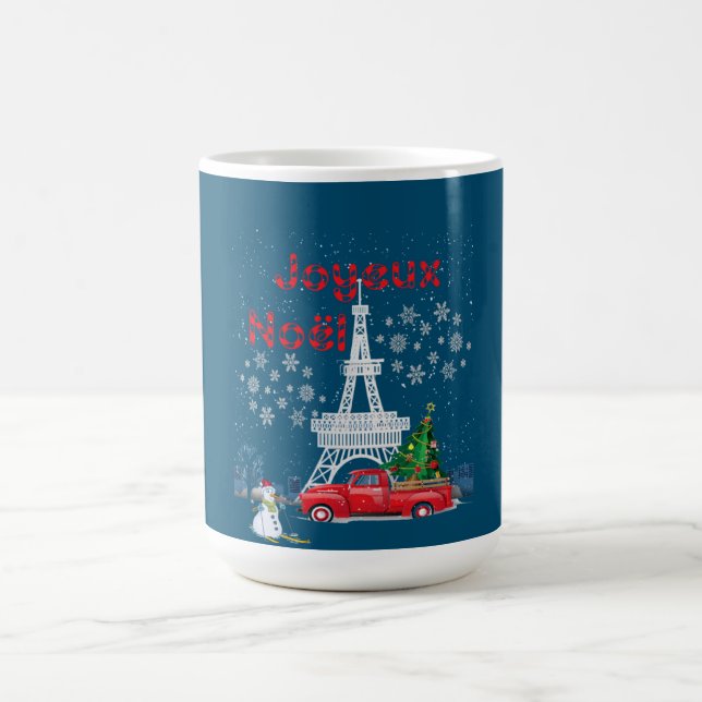 Caneca De Café Paris Eiffel Tower Christmas Tree Red Truck Joyeux (Centro)