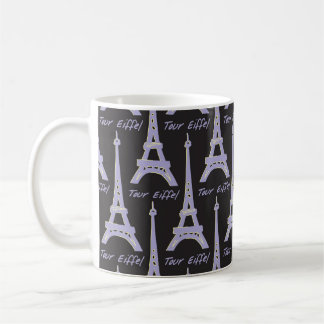 Caneca De Café Paris Eiffel Tower France Purple and Black Mug