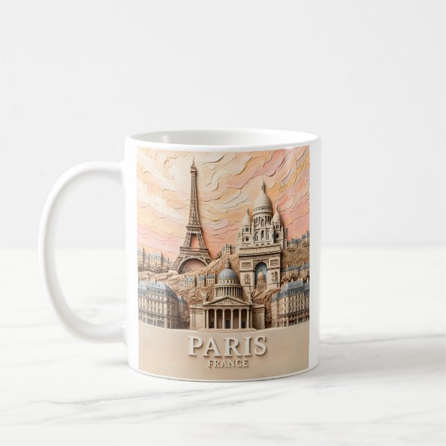 Caneca De Café Paris França Europa Moderno Pastel Texturizado Via (Esquerda)