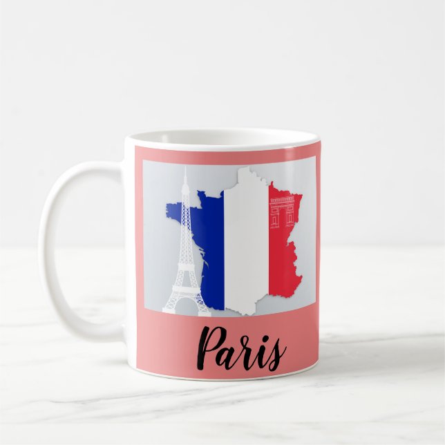 Caneca De Café Paris França Flag Map Eiffel Tower (Esquerda)