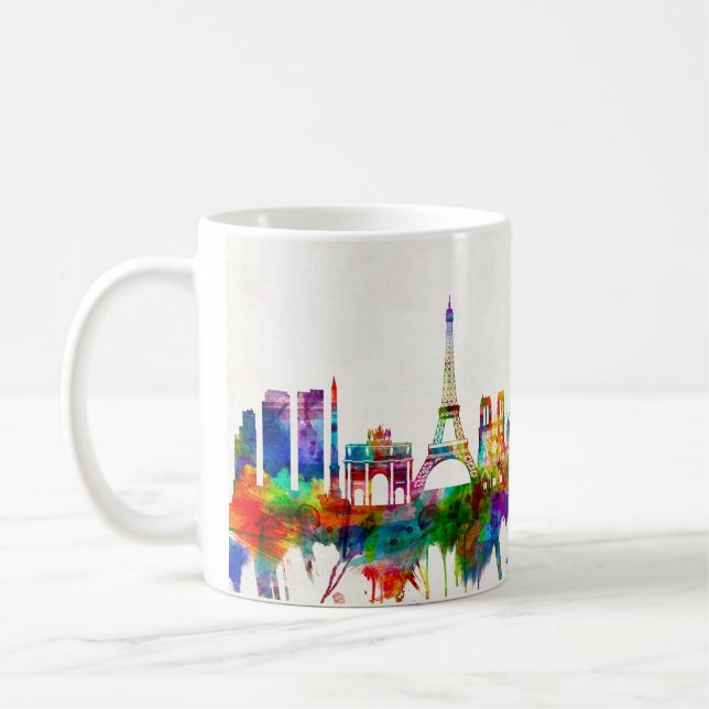 Caneca De Café Paris França Skyline (Esquerda)