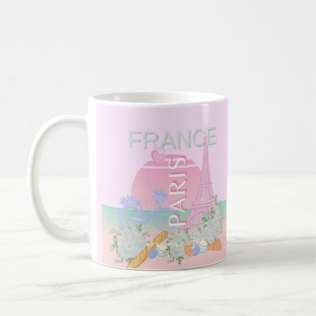 Caneca De Café Paris, França, Viagem, Arte, Papoila, Pastel, Rosa (Esquerda)