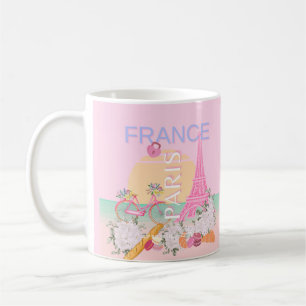 Caneca De Café Paris, França, Viagem, Arte, Papoila, Pastel, Rosa