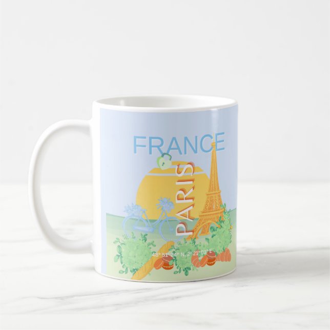 Caneca De Café Paris, França, Viagem, Arte, Pré-Disquete, Pastel, (Esquerda)