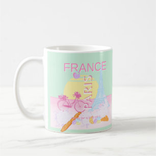 Caneca De Café Paris, França, Viagem, Arte, Pré-Disquete, Pastel,