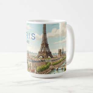 Caneca De Café Paris França Viagem Arte Vintage