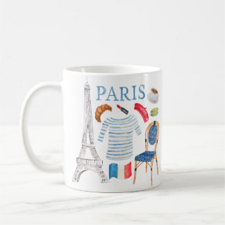 Caneca De Café Paris (França) Watercolor Doodles Mug