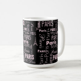 Caneca De Café Paris rosa e preto