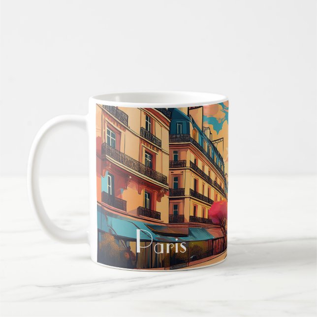 Caneca De Café Parisian Sunrise Mug – Eiffel Tower Street Scene (Esquerda)