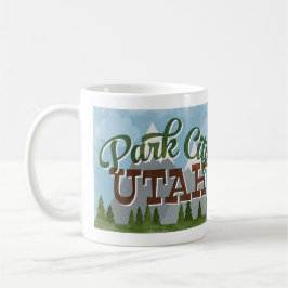 Caneca De Café Park City Utah Fundo Retro Montanhas Snowy