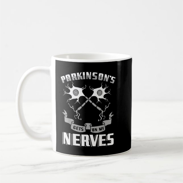 Caneca De Café Parkinsons Nervos Doença Degenerativa Cinza Ribbo (Esquerda)