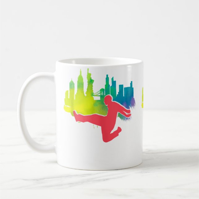 Caneca De Café Parkour City Sunset Parkour Freerunning (Esquerda)
