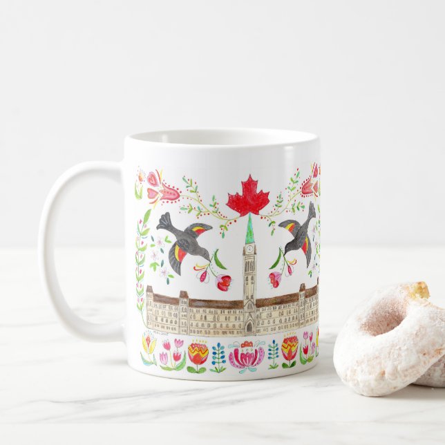 Caneca De Café Parlamento Canadense House Ottawa Tulip Festival (Com Donut)