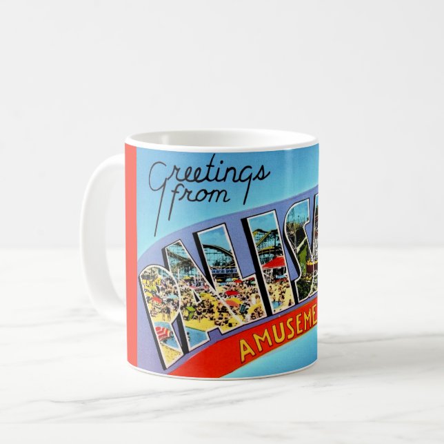 Caneca De Café Parque de diversões Retro Palisades  (Frente Esquerda)