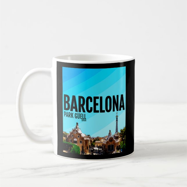 Caneca De Café Parque de Espanha de Barcelona Guell Barca (Esquerda)