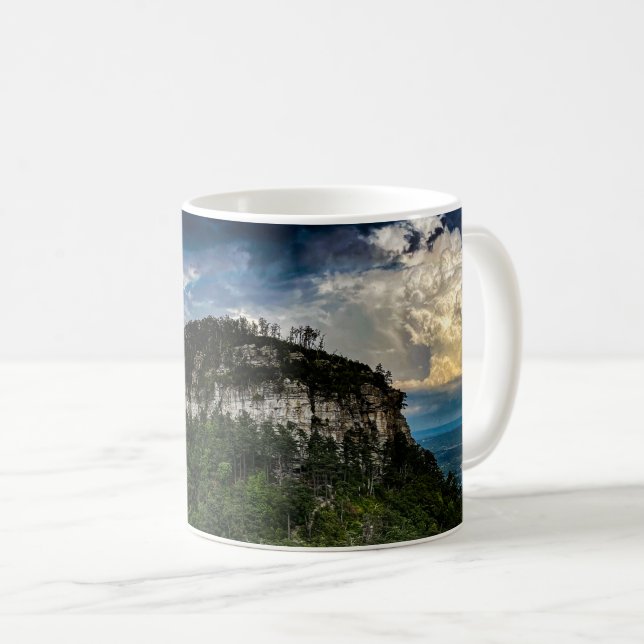 Caneca De Café Parque Estadual do Pilot Mountain NC | após tempes (Frente Esquerda)