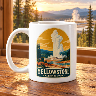 Caneca De Café Parque Nacional de Yellowstone Velho Fideligno Vin