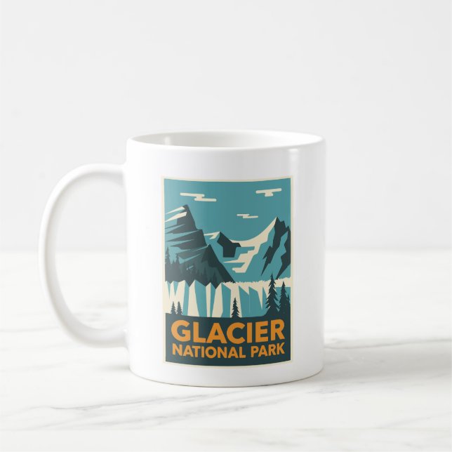 Caneca De Café Parque Nacional do Glacier Vintage (Esquerda)