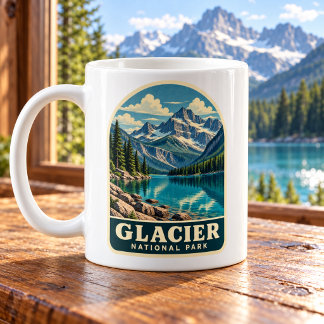 Caneca De Café Parque Nacional Glacier Lago de Montanha Vintage