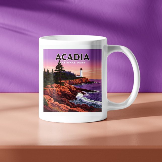 Caneca De Café Parque Nacional Vintage Acadia (Criador carregado)