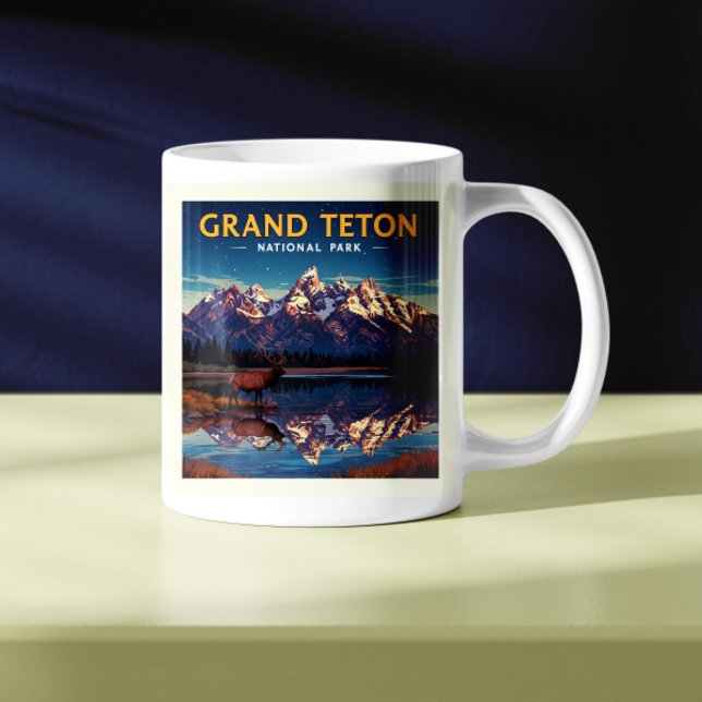 Caneca De Café Parque Nacional Vintage Grand Teton (Criador carregado)