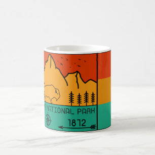 Caneca De Café Parque Nacional Yellowstone Retro Wyoming EUA Biso