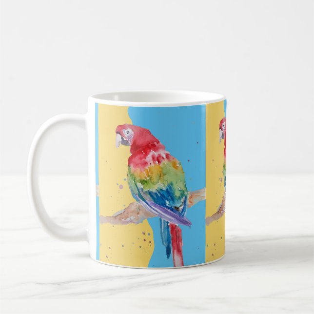 Caneca De Café Parrot Pássaros Meninos Aniversário Pastel Blue Mu (Esquerda)