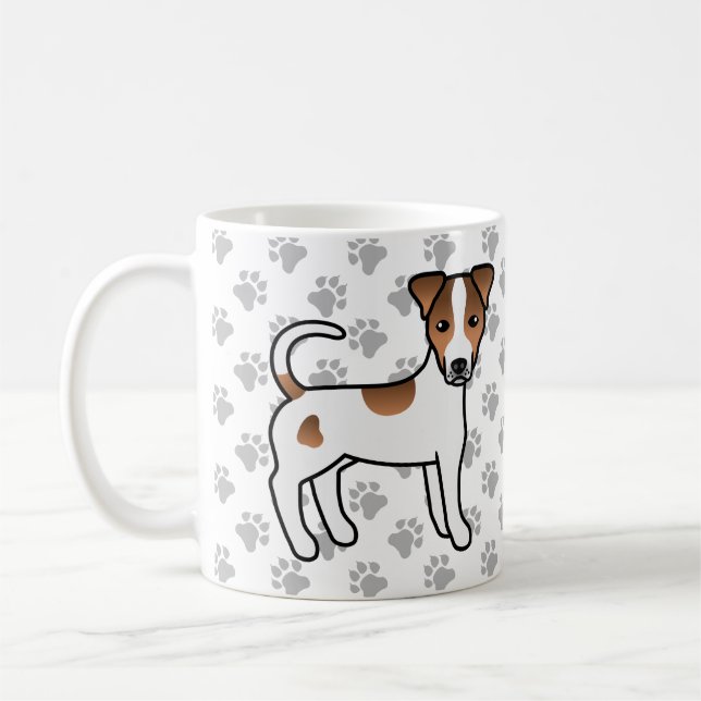Caneca De Café Parson Russell Terrier de pelo liso branco e bege (Esquerda)