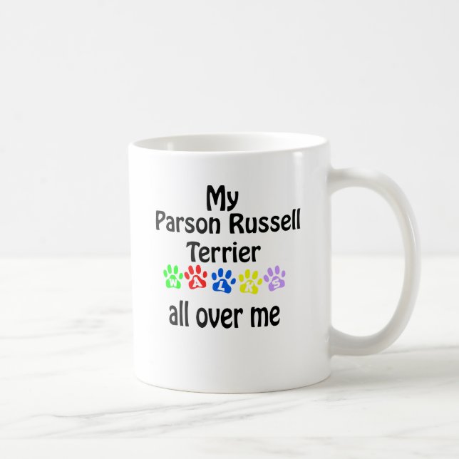 Caneca De Café Parson Russell Terrier Walks Design (Direita)