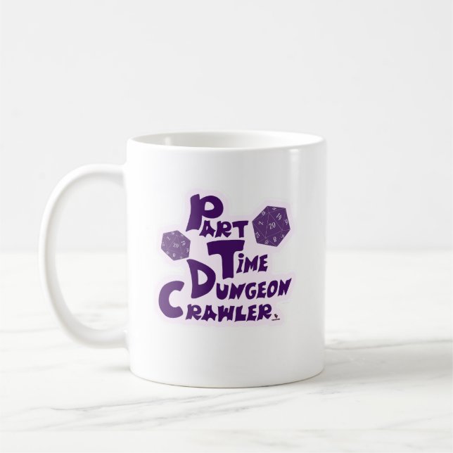 Caneca De Café Part Time Dungeon Crawler RPG Gamer Fun (Esquerda)