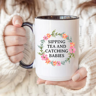 Caneca De Café Parteira, Enfermeira de Obstetrícia BEBENDO CHÁ E