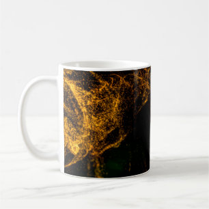 Caneca De Café Partículas fluidas de cor dourada que fluem lindas