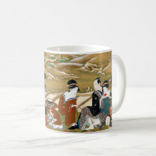 Caneca De Café Partido de inverno de Utagawa Toyoharu no japão do