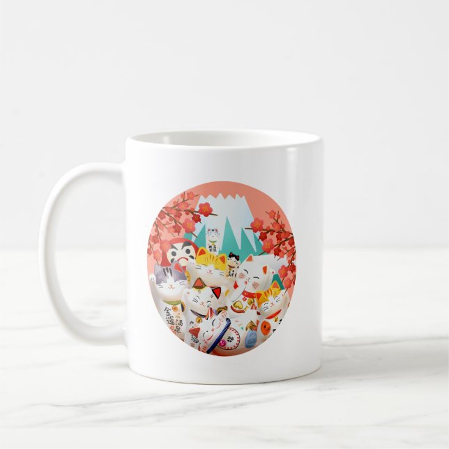 Caneca De Café Partido Manekineko Hanami (Esquerda)