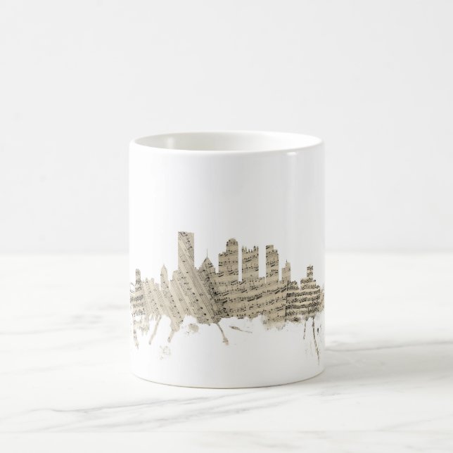 Caneca De Café Partitura Citysc da skyline de Pittsburgh (Centro)