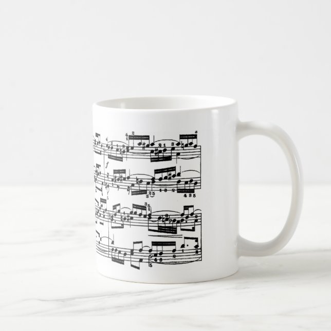 Caneca De Café Partitura por Bach (Direita)