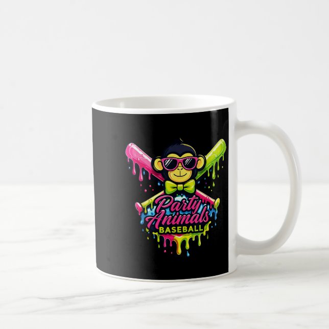Caneca De Café Party animals baseball funny monkey  (Direita)