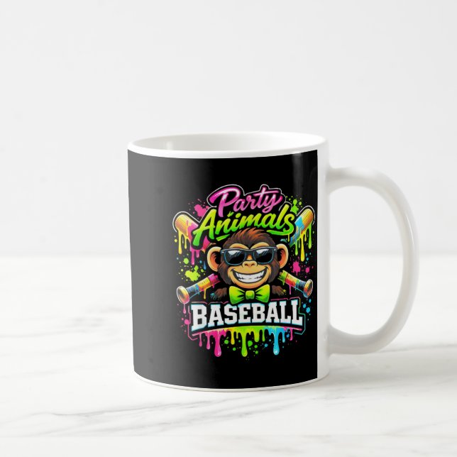 Caneca De Café Party animals baseball ice cream drip funny monkey (Direita)