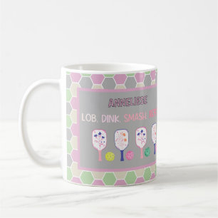 Caneca De Café Pás Florais e Pickleball Personalizado Pastel
