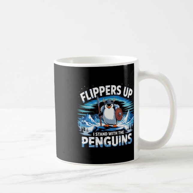 Caneca De Café Pás Para Cima Eu Fico Com Pinguins Engraçados (Direita)