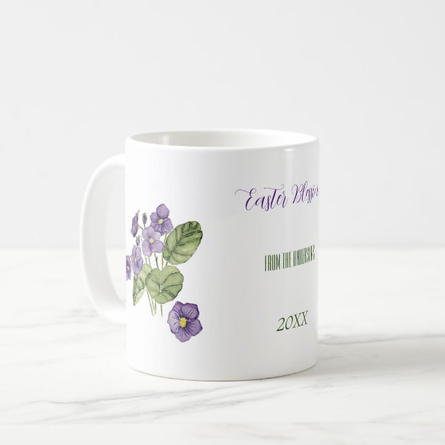 Caneca De Café páscoa abençoa água violeta violeta púrpura Mug (Frente Esquerda)